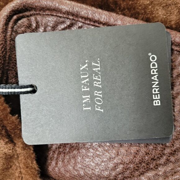 NEW BERNARDO SHEARLING FAUX LEATHER SOFT BROWN AVIATOR COAT JACKET XS SMALL NWT - Picture 8 of 16